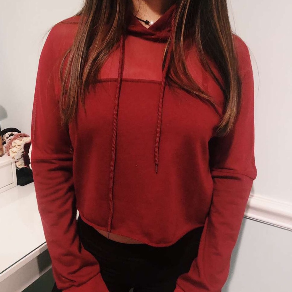 Red Mesh Long Sleeve with Hood